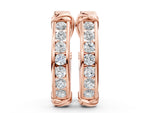 Rose gold Channel-Set Round Diamond Two-Tone Hoop Earrings with Claw Prong Setting