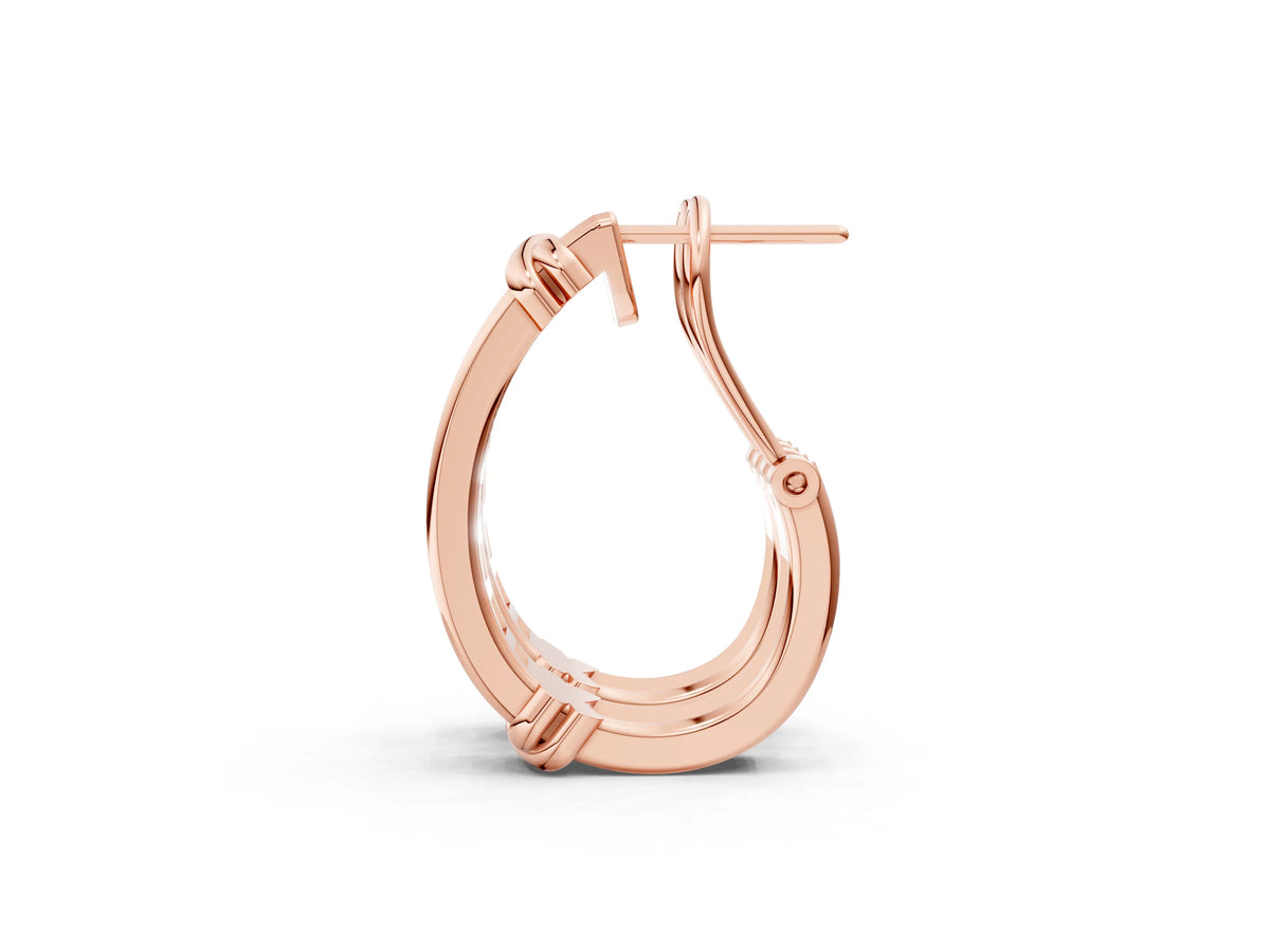 Rose gold Channel-Set Round Diamond Two-Tone Hoop Earrings with Claw Prong Setting_1