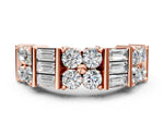 Rose gold Channel Set Round and Baguette Diamond Anniversary Band with Prong Setting