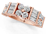 Rose gold Channel Set Round and Baguette Diamond Anniversary Band with Prong Setting_1
