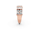 Rose gold Channel Set Round and Baguette Diamond Anniversary Band with Prong Setting_2