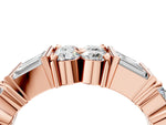 Rose gold Channel Set Round and Baguette Diamond Anniversary Band with Prong Setting_4