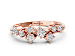 Rose gold Cluster Diamond Round Cut White Gold Band with Prong Setting