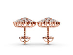 Rose gold Cluster Diamond Round Stud Earrings with Basket Setting