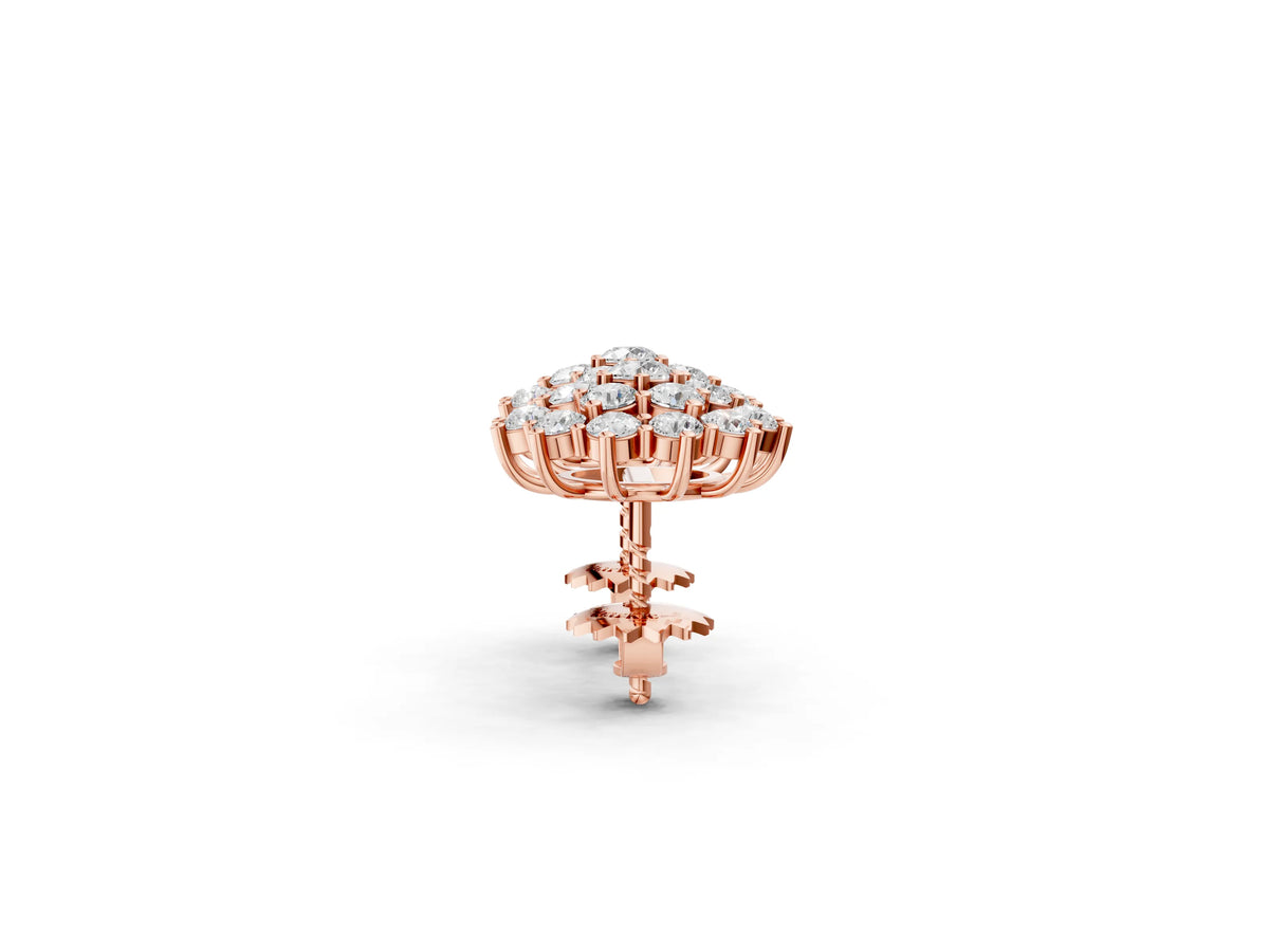 Rose gold Cluster Diamond Round Stud Earrings with Basket Setting_1