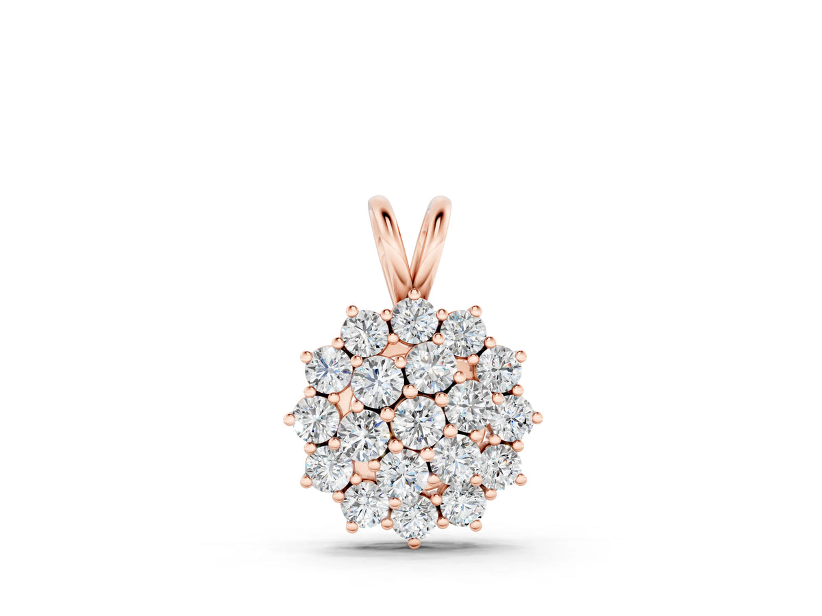Rose gold Cluster Round Diamond Prong-Set Pendant