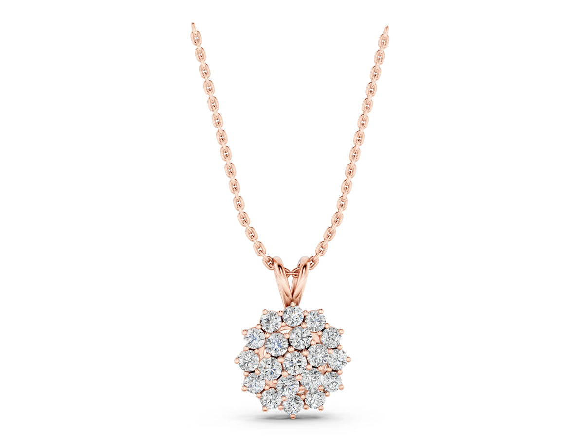 Rose gold Cluster Round Diamond Prong-Set Pendant_1
