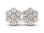 Rose gold Cluster Round Diamond Stud Earrings with Prong Setting