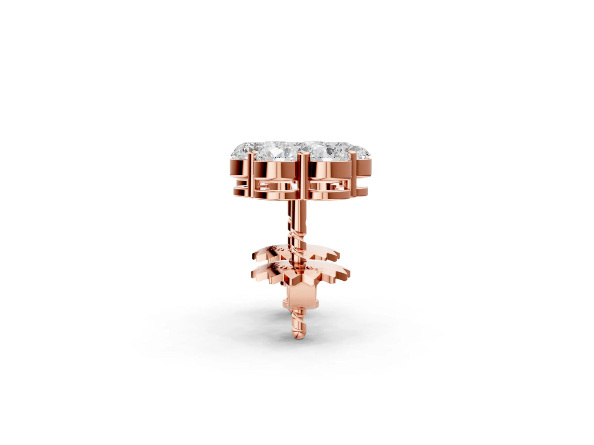 Rose gold Cluster Round Diamond Stud Earrings with Prong Setting_2