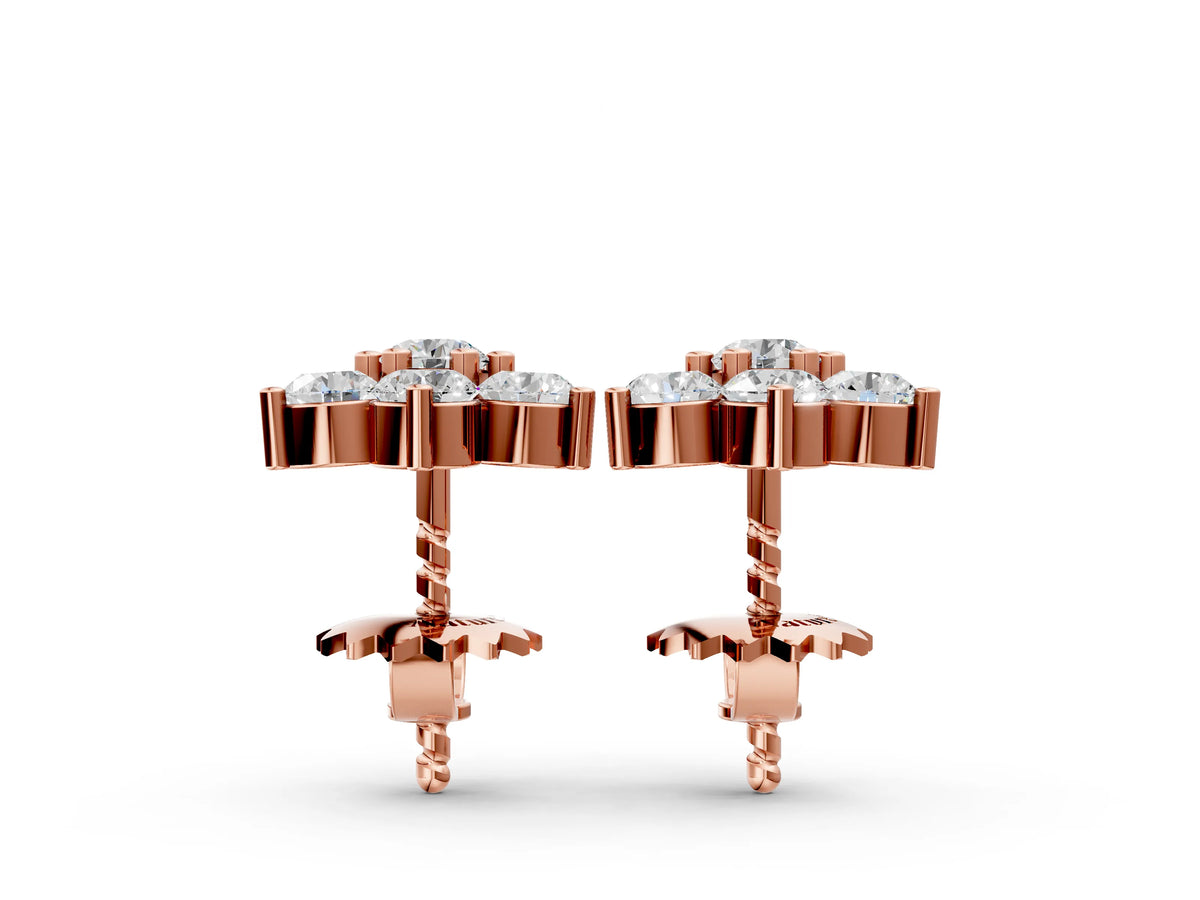 Rose gold Cluster Round Diamond Stud Earrings