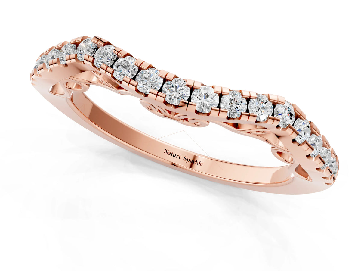Rose gold Curved Diamond Pavé Round Eternity Band with Shared Prong Setting_1