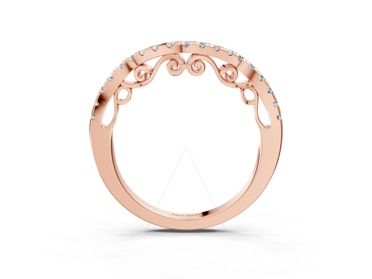 Rose gold Curved Diamond Pavé Round Eternity Band with Shared Prong Setting_3