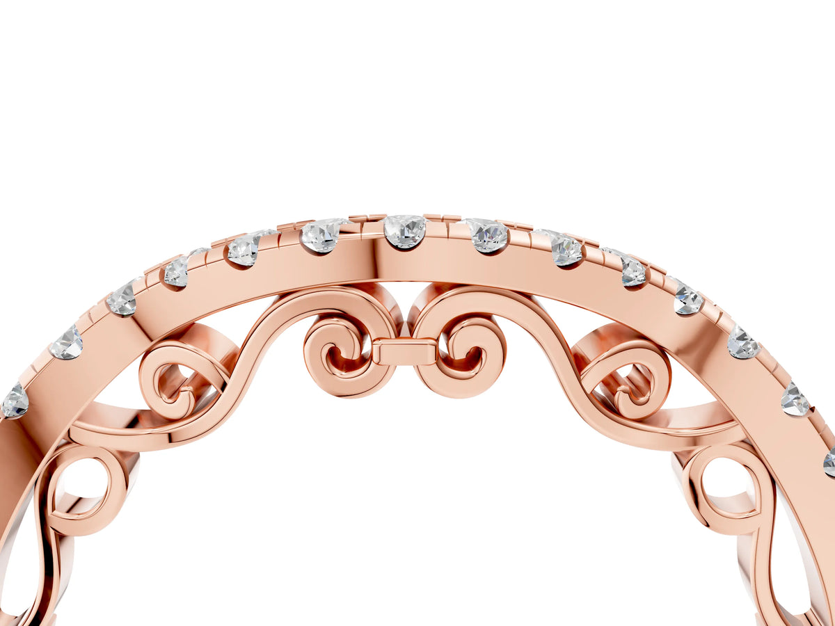 Rose gold Curved Diamond Pavé Round Eternity Band with Shared Prong Setting_4