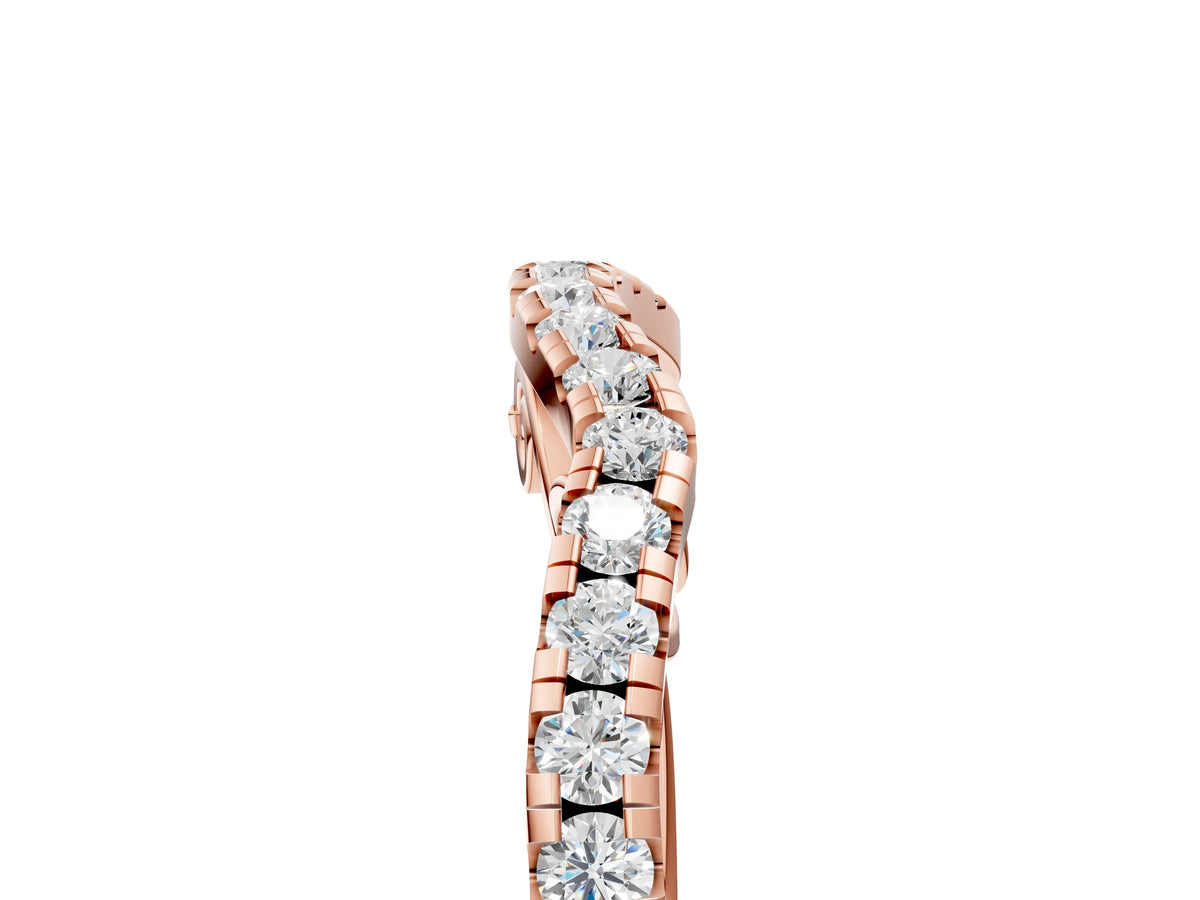 Rose gold Curved Diamond Pavé Round Eternity Band with Shared Prong Setting_5