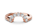Rose gold Curved Round Diamond Pave Band with Prong Setting