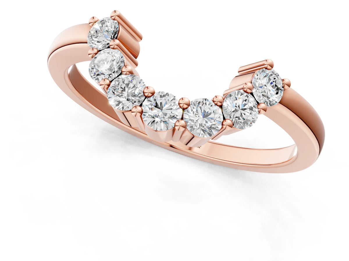 Rose gold Curved Round Diamond Pave Band with Prong Setting_1