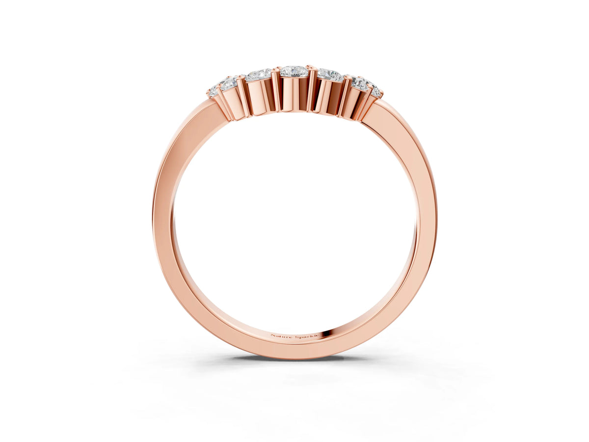 Rose gold Curved Round Diamond Pave Band with Prong Setting_3