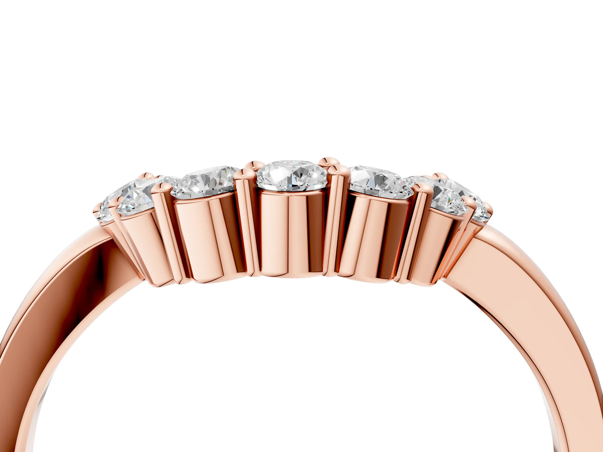 Rose gold Curved Round Diamond Pave Band with Prong Setting_4