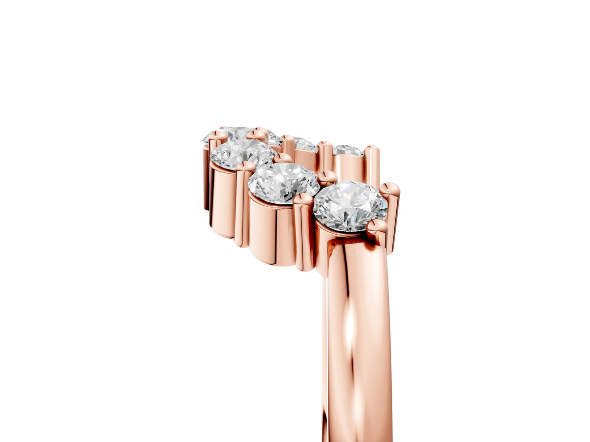 Rose gold Curved Round Diamond Pave Band with Prong Setting_5