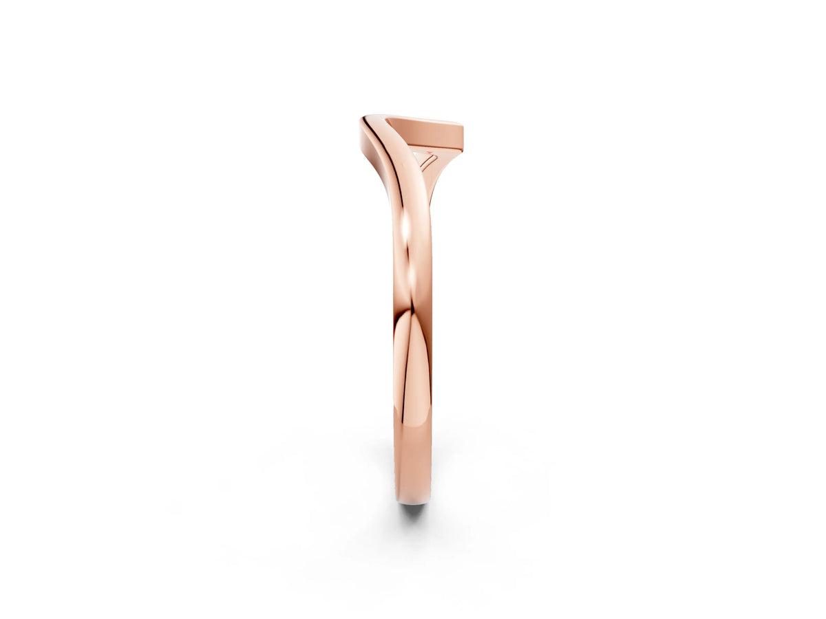 Rose gold Curved Solitaire Band with Round Stone Setting_2