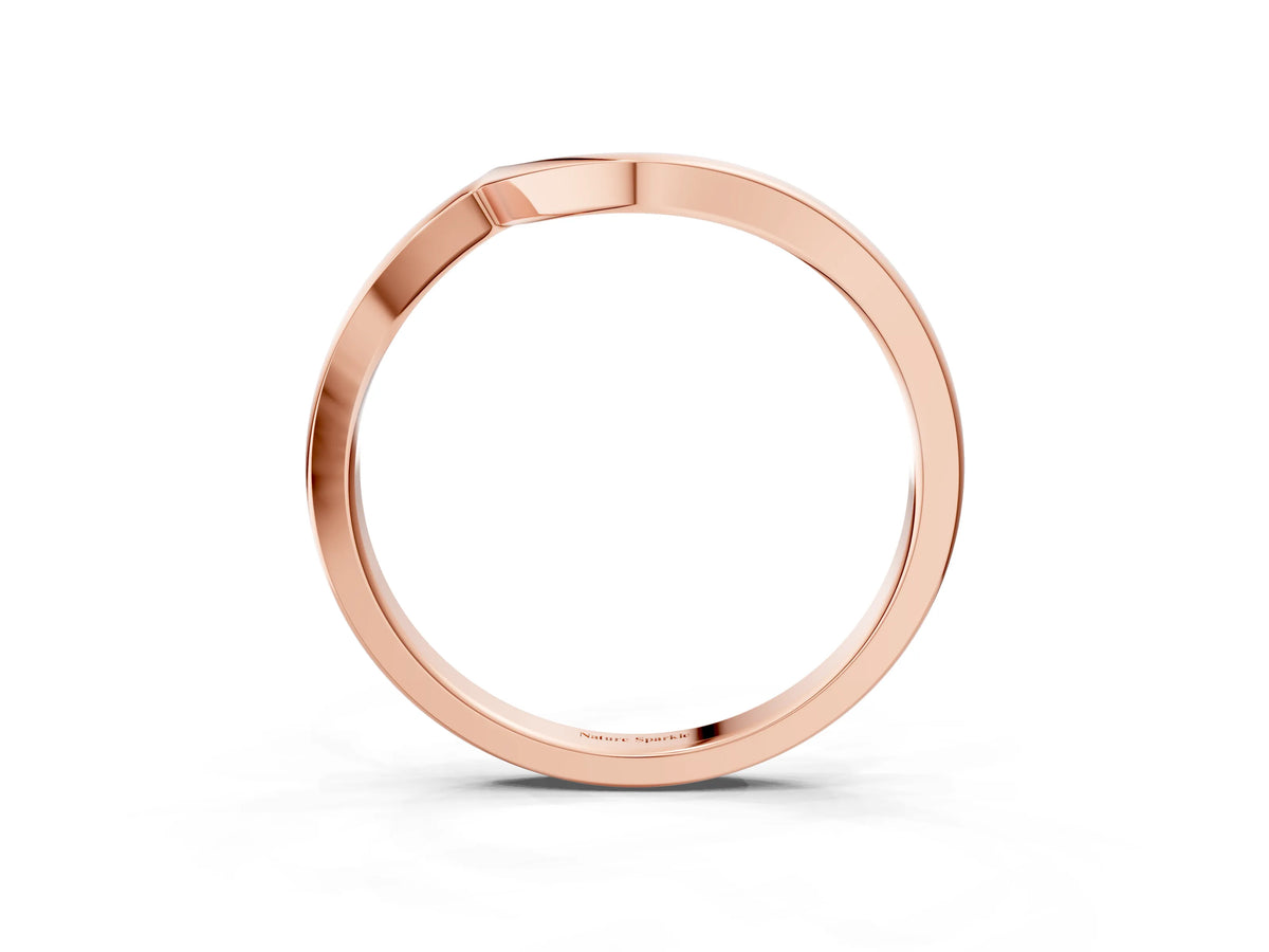 Rose gold Curved Solitaire Band with Round Stone Setting_3