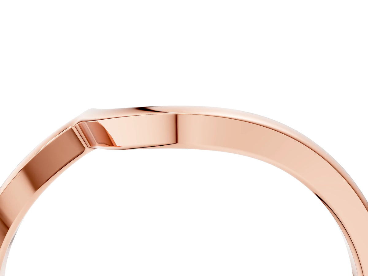 Rose gold Curved Solitaire Band with Round Stone Setting_4