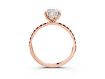 Rose gold Cushion Cut Diamond Solitaire Ring with Round Ruby Pavé Band and Prong Setting_3