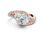 Rose gold Cushion Cut Solitaire with Pavé Twist Band and Four-Prong Setting