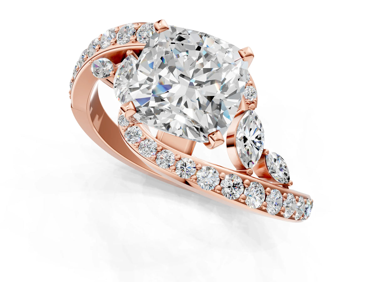 Rose gold Cushion Cut Solitaire with Pavé Twist Band and Four-Prong Setting_1