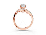 Rose gold Cushion Cut Solitaire with Pavé Twist Band and Four-Prong Setting_3
