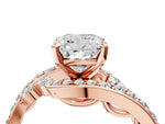 Rose gold Cushion Cut Solitaire with Pavé Twist Band and Four-Prong Setting_4