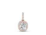 Rose gold Cushion Halo Diamond Pendant with Prong Setting