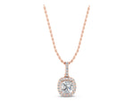 Rose gold Cushion Halo Diamond Pendant with Prong Setting_1