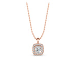 Rose gold Cushion Halo Pendant with Round Diamond and Four-Prong Setting_1