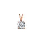 Rose gold Cushion Solitaire Diamond Prong Pendant