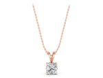 Rose gold Cushion Solitaire Diamond Prong Pendant_1