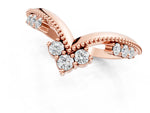 Rose gold Diamond Chevron Milgrain Band with Round Cut Stones and Prong Setting_1