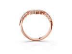 Rose gold Diamond Chevron Milgrain Band with Round Cut Stones and Prong Setting_3
