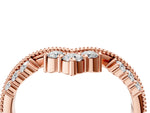 Rose gold Diamond Chevron Milgrain Band with Round Cut Stones and Prong Setting_4