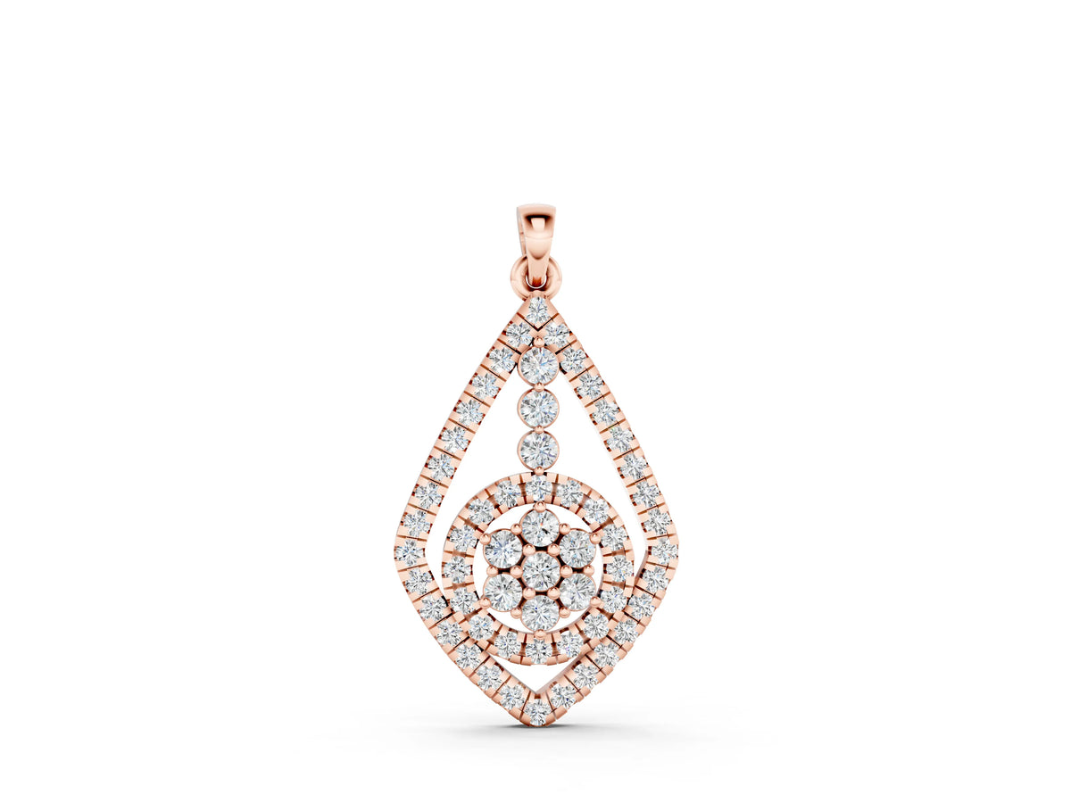 Rose gold Diamond Halo Pendant with Pavé Setting