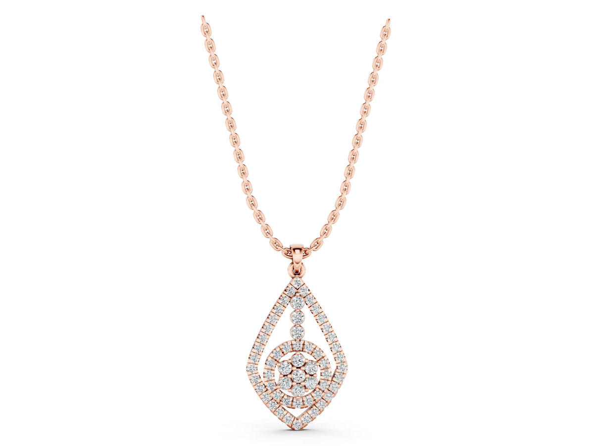 Rose gold Diamond Halo Pendant with Pavé Setting_1