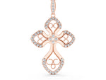 Rose gold Diamond Pavé Round Milgrain Cross Pendant