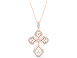 Rose gold Diamond Pavé Round Milgrain Cross Pendant_1