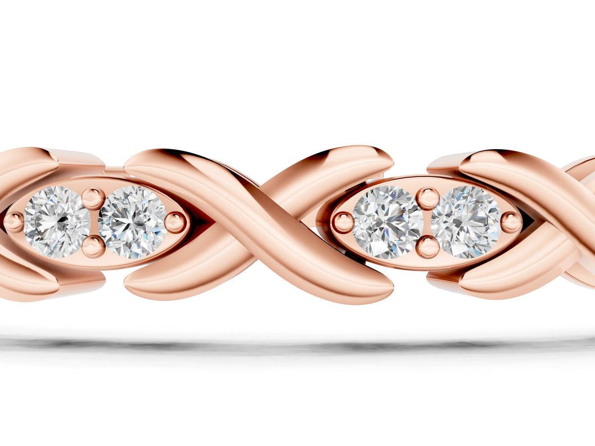 Rose gold Diamond Round Cut X-Link Tennis Bracelet with Prong Setting_1