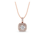 Rose gold Double Halo Round Diamond Pendant with Pavé Setting and Prong Setting_1