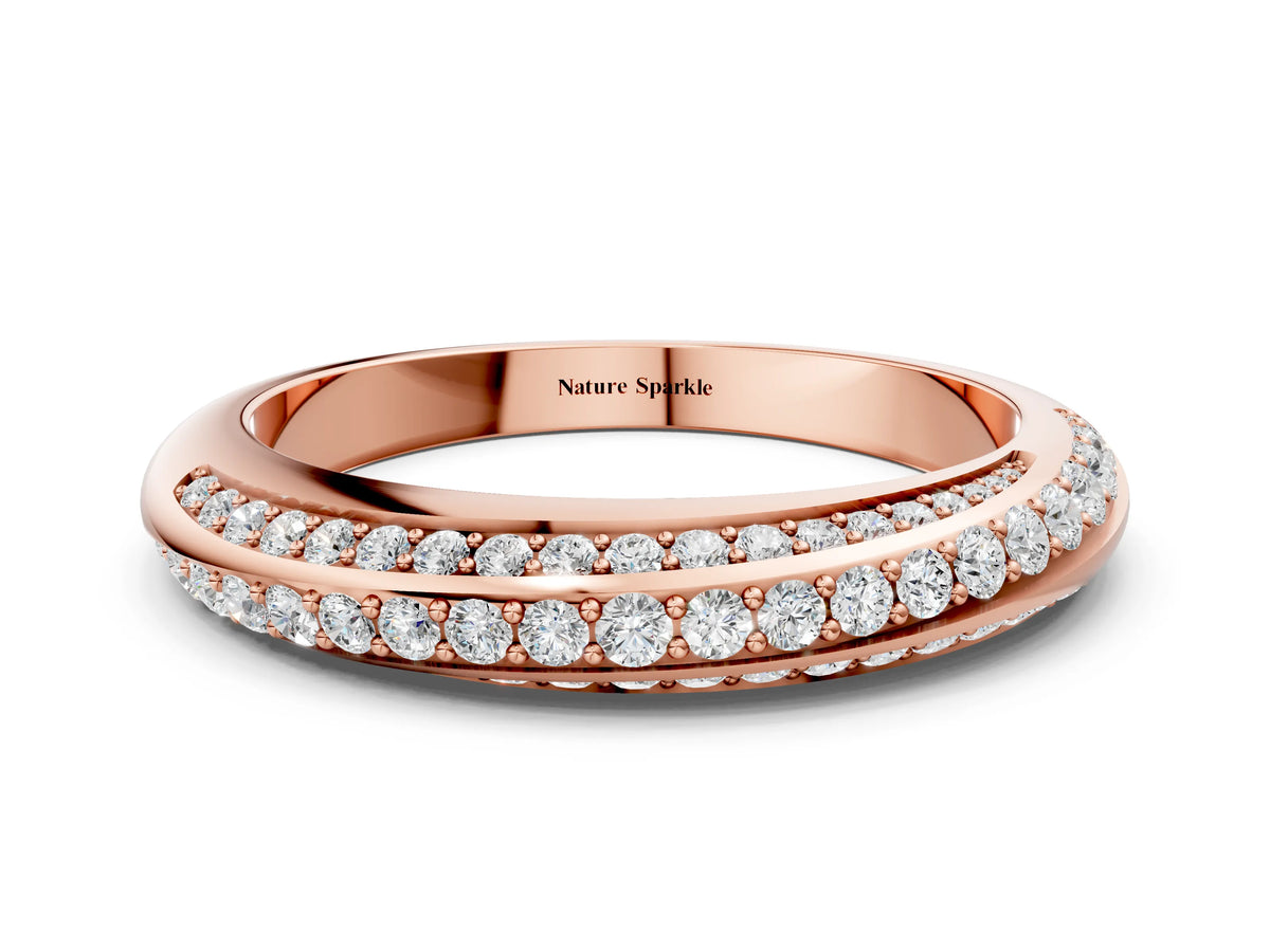 Rose gold Double Row Pavé Round Diamond Channel Set Band