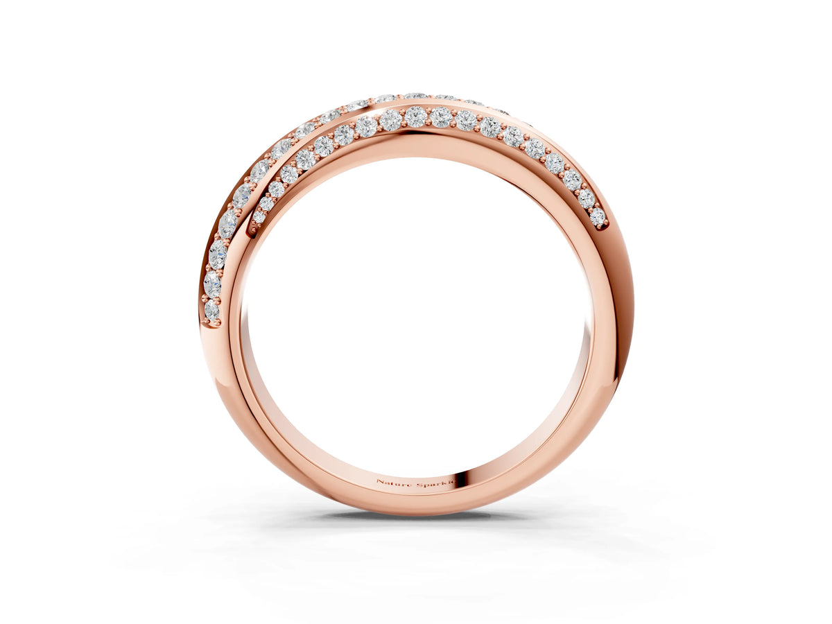 Rose gold Double Row Pavé Round Diamond Channel Set Band_3