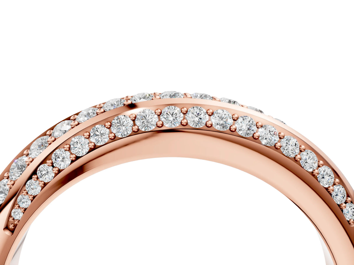 Rose gold Double Row Pavé Round Diamond Channel Set Band_4