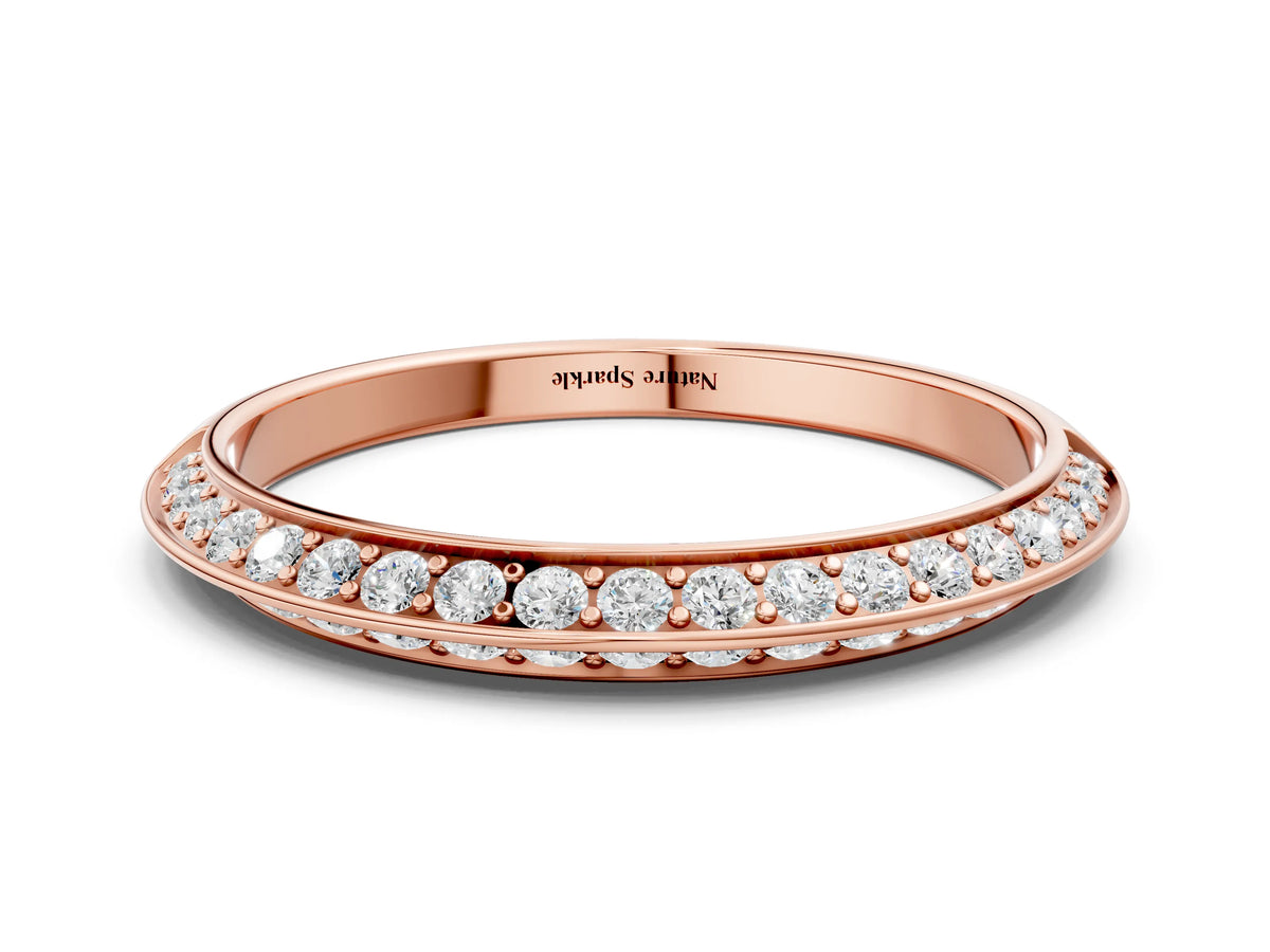 Rose gold Double Row Pavé Round Diamond Eternity Band with Channel Setting
