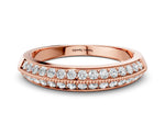 Rose gold Double Row Pavé Round Diamond White Gold Band with Shared Prong Setting